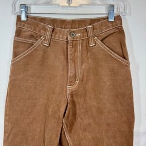 J. Galt Brown Carpenter Pants Contrast Stitching Utility‎ Style Size Small